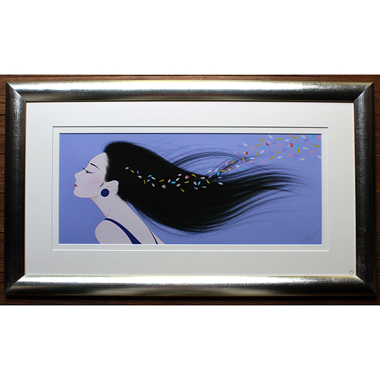 鶴田一郎「ジャパン ブラックヘア Flower」ジークレー版画