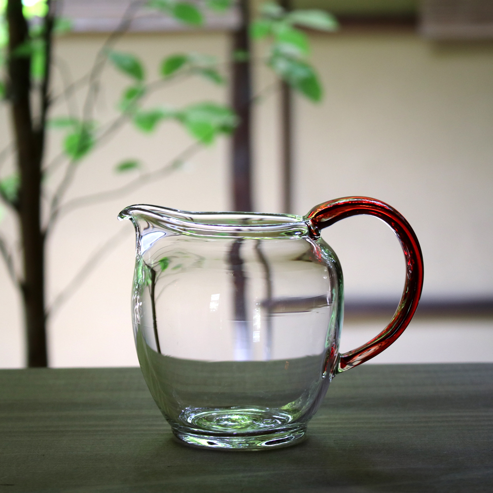 作家さんのガラスピッチャー ピッチャー 「Marinesnow」 ピッチャー 片口 フラワーベース 吹き